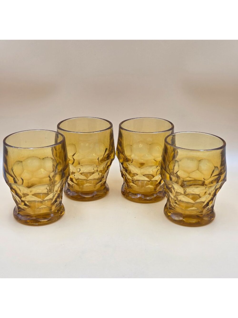 Viking Georgian Amber 7 Oz Flat Tumblers Set of 4 Vintage Glassware